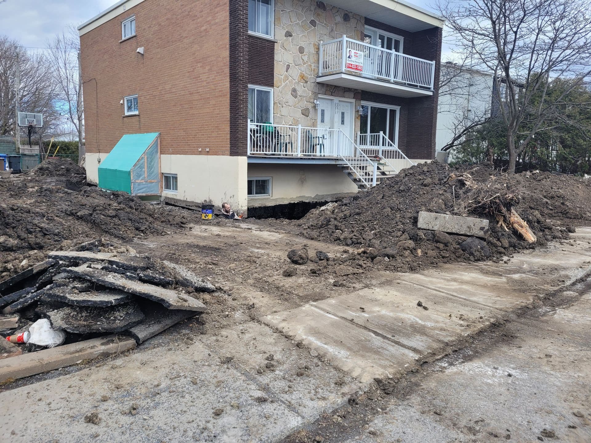 Excavation pour drain français